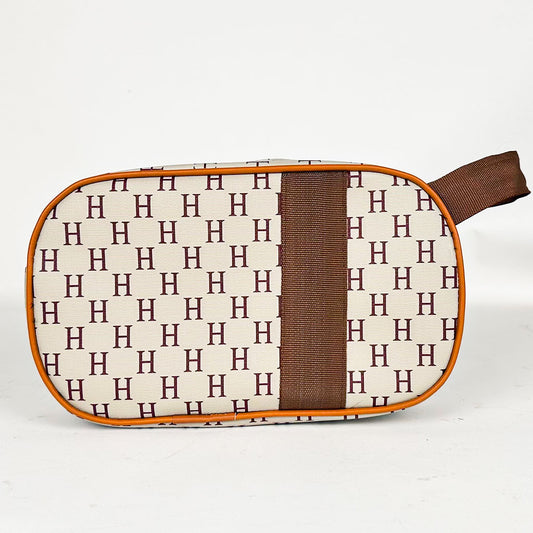 Pack 3Pcs Cabas Sac a Dos et Pochette en Tissue Imperméable Beige